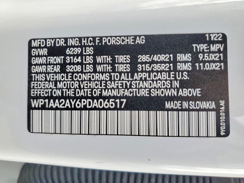 2023 Porsche Cayenne მანქანა იყიდება აუქციონზე, vin: WP1AA2AY6PDA06517, აუქციონის ნომერი: 79931615