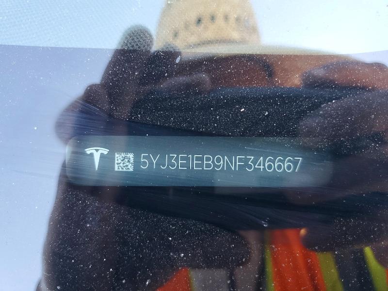 47563686 :رقم المزاد ، 5YJ3E1EB9NF346667 vin ، 2022 Tesla Model 3 مزاد بيع