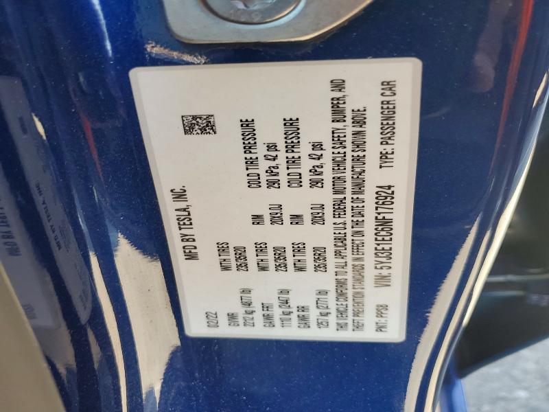 Продаж на аукціоні авто 2022 Tesla Model 3, vin: 5YJ3E1EC6NF176924, номер лоту: 47432926