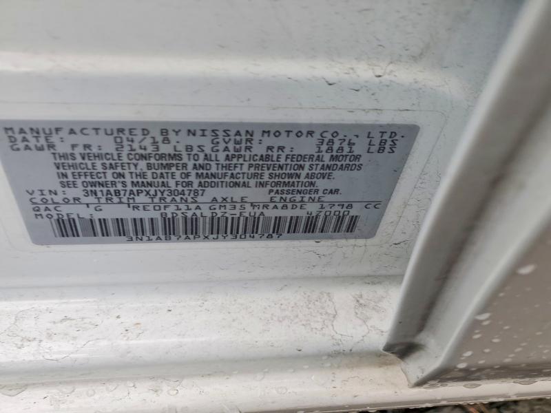 2018 Nissan Sentra მანქანა იყიდება აუქციონზე, vin: 3N1AB7APXJY304787, აუქციონის ნომერი: 45770446