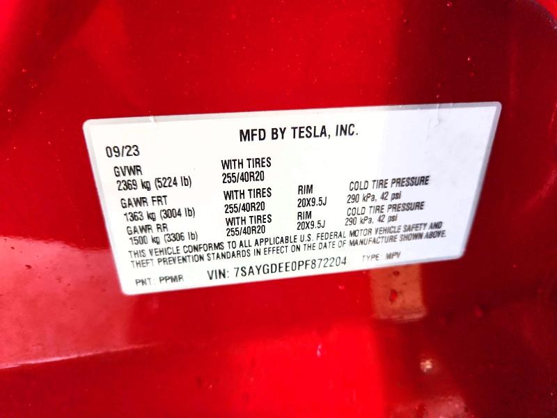 Продажа на аукционе авто 2023 Tesla Model Y, vin: 7SAYGDEE0PF872204, номер лота: 78665315