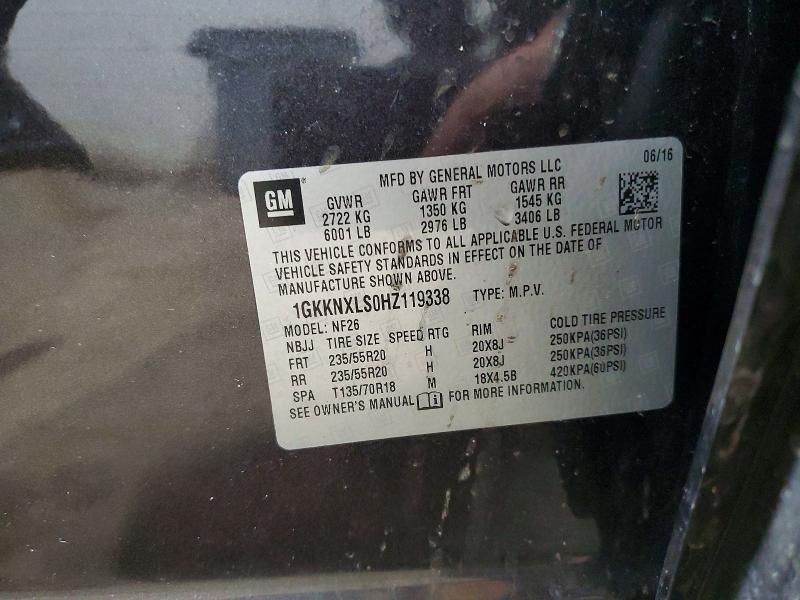 Aukcja sprzedaży 2017 Gmc Acadia, vin: 1GKKNXLS0HZ119338, numer aukcji: 45747396