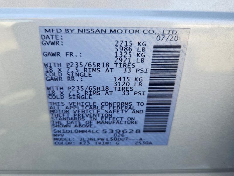 Aukcja sprzedaży 2020 Infiniti Qx60, vin: 5N1DL0MM4LC539628, numer aukcji: 45467396