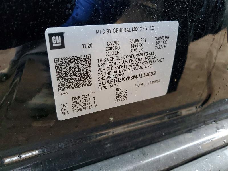 79838855 :رقم المزاد ، 5GAERBKW3MJ124693 vin ، 2021 Buick Enclave مزاد بيع