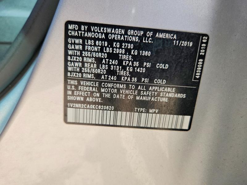 Aukcja sprzedaży 2019 Volkswagen Atlas, vin: 1V2NR2CA0KC620620, numer aukcji: 46464496