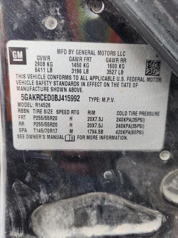 79230745 :رقم المزاد ، 5GAKRCED0BJ415992 vin ، 2011 Buick Enclave مزاد بيع