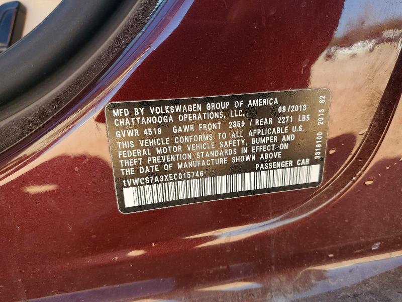 Продажа на аукционе авто 2014 Volkswagen Passat, vin: 1VWCS7A3XEC015746, номер лота: 47455956