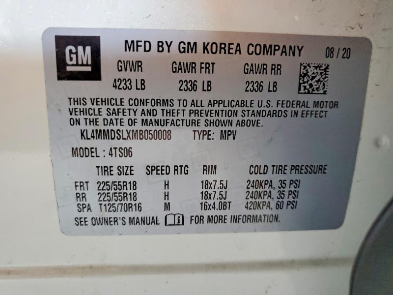 2021 Buick Encore Gx მანქანა იყიდება აუქციონზე, vin: KL4MMDSLXMB050008, აუქციონის ნომერი: 79230755