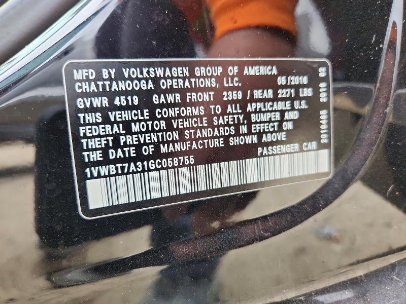 Продажа на аукционе авто 2016 Volkswagen Passat, vin: 1VWBT7A31GC058755, номер лота: 46452456