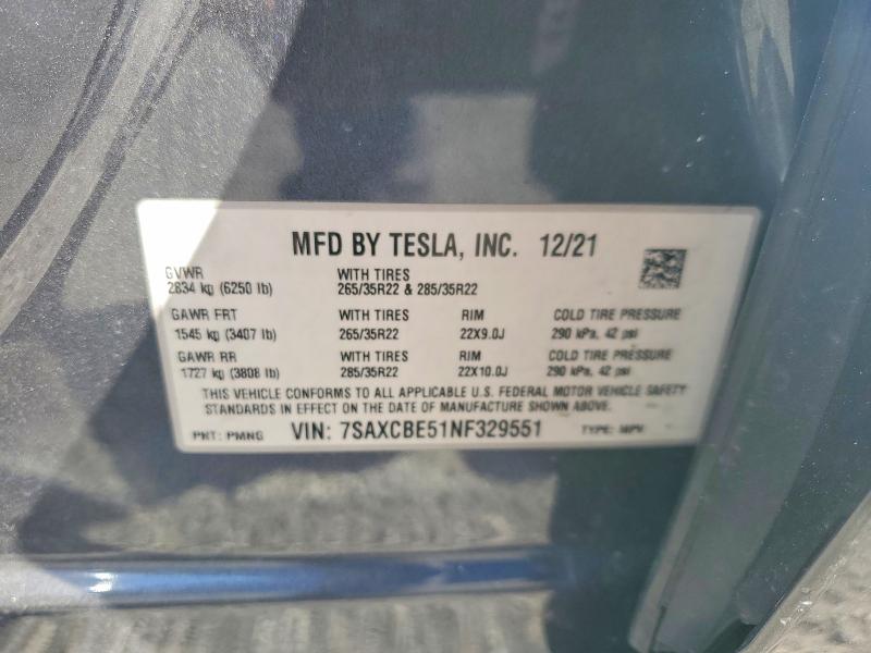 Aukcja sprzedaży 2022 Tesla Model X, vin: 7SAXCBE51NF329551, numer aukcji: 45516576