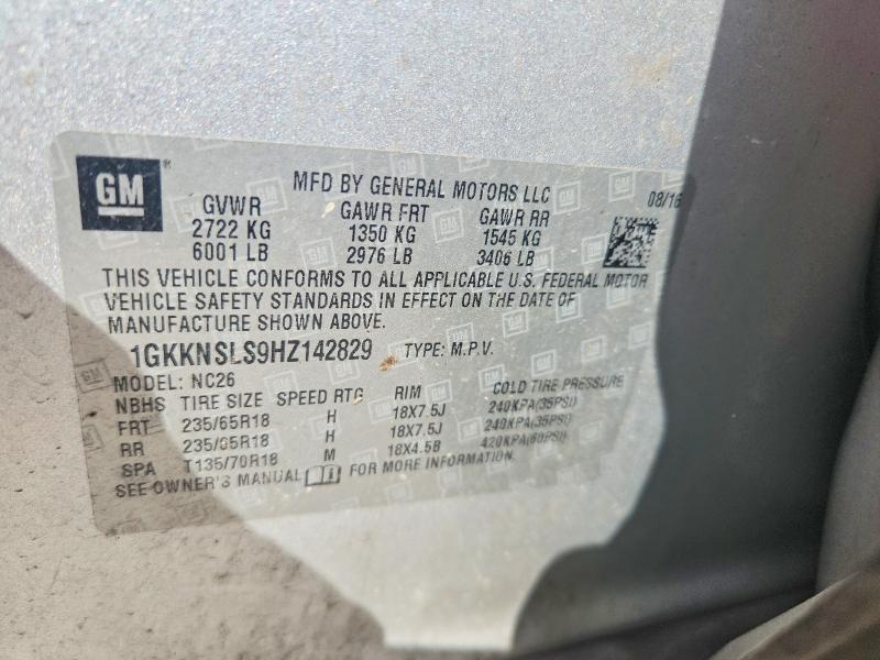 2017 Gmc Acadia მანქანა იყიდება აუქციონზე, vin: 1GKKNSLS9HZ142829, აუქციონის ნომერი: 41740766