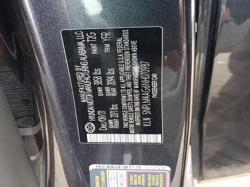 Продажа на аукционе авто 2022 Hyundai Elantra, vin: 5NPLM4AG6NH070987, номер лота: 46874456