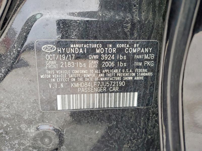 Продаж на аукціоні авто 2018 Hyundai Elantra, vin: KMHD84LF7JU572190, номер лоту: 46297256