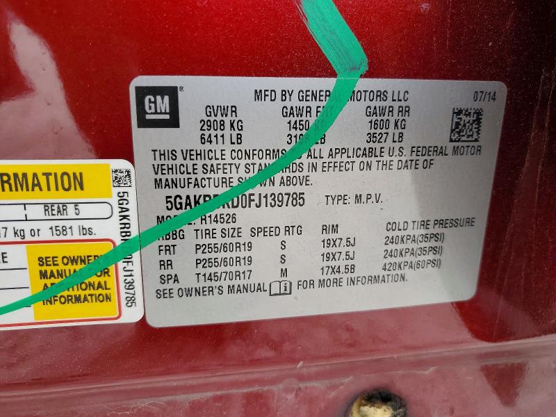 Продаж на аукціоні авто 2015 Buick Enclave, vin: 5GAKRBKD0FJ139785, номер лоту: 79572975