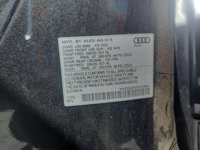 2015 Audi Q7 მანქანა იყიდება აუქციონზე, vin: WA1DGAFE1FD019691, აუქციონის ნომერი: 47596566