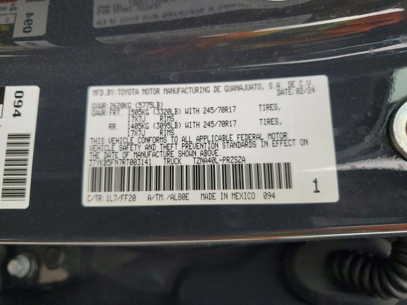 45611146 :رقم المزاد ، 3TYKB5FN7RT003141 vin ، 2024 Toyota Tacoma مزاد بيع