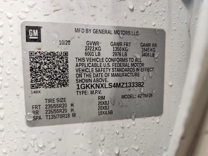 Aukcja sprzedaży 2021 Gmc Acadia, vin: 1GKKNXLS4MZ133382, numer aukcji: 46024796
