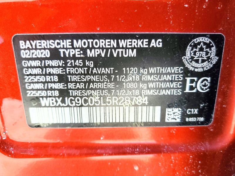2020 Bmw X1 მანქანა იყიდება აუქციონზე, vin: WBXJG9C05L5R28784, აუქციონის ნომერი: 79461985