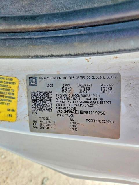 Aukcja sprzedaży 2021 Chevrolet Silverado, vin: 3GCNWAEH9MG119756, numer aukcji: 45795366