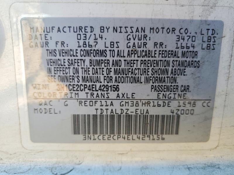 Продаж на аукціоні авто 2014 Nissan Versa Note, vin: 3N1CE2CP4EL429156, номер лоту: 45791266