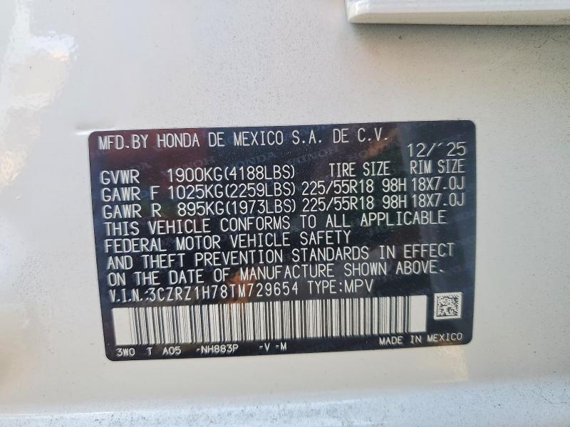 47805256 :رقم المزاد ، 3CZRZ1H78TM729654 vin ، 2026 Honda Hr-v مزاد بيع