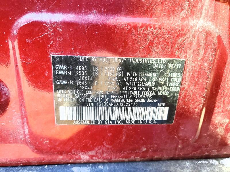 Aukcja sprzedaży 2017 Subaru Outback, vin: 4S4BSANCXH3329175, numer aukcji: 79064975