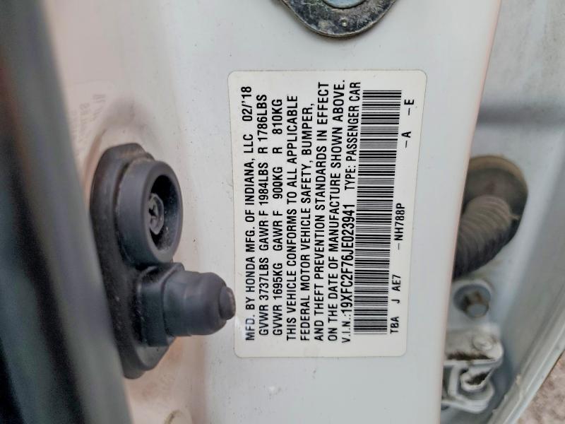42006136 :رقم المزاد ، 19XFC2F76JE023941 vin ، 2018 Honda Civic مزاد بيع