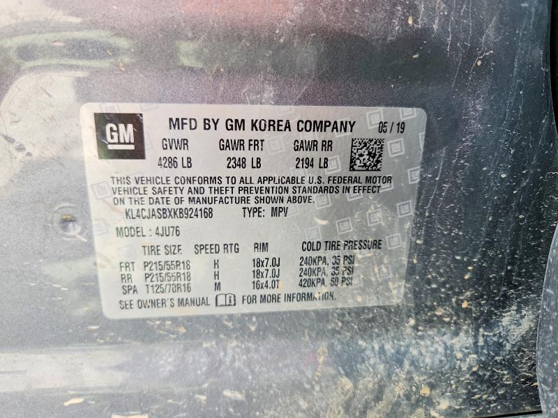 47071006 :رقم المزاد ، KL4CJASBXKB924168 vin ، 2019 Buick Encore مزاد بيع