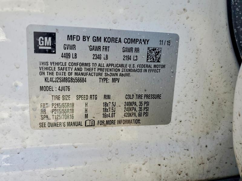 47113346 :رقم المزاد ، KL4CJ2SM8GB556684 vin ، 2016 Buick Encore مزاد بيع