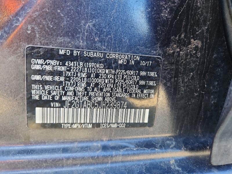 Aukcja sprzedaży 2018 Subaru Crosstrek, vin: JF2GTABC5JH239874, numer aukcji: 46847906