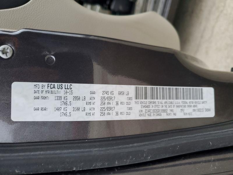 2016 Chrysler Town & Country მანქანა იყიდება აუქციონზე, vin: 2C4RC1BG9GR189892, აუქციონის ნომერი: 45456276
