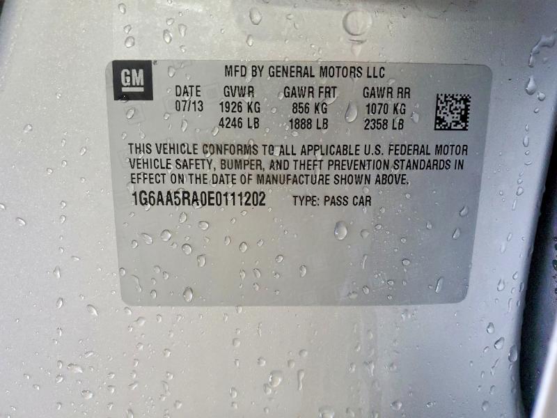 Aukcja sprzedaży 2014 Cadillac Ats, vin: 1G6AA5RA0E0111202, numer aukcji: 46543996
