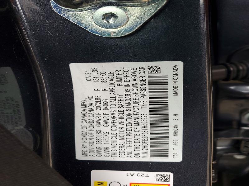 2026 Honda Civic მანქანა იყიდება აუქციონზე, vin: 2HGFE2F58TH505926, აუქციონის ნომერი: 47387446