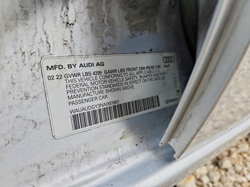 41590816 :رقم المزاد ، WAUAUDGY3NA060963 vin ، 2022 Audi A3 مزاد بيع