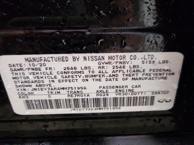 2021 Infiniti Q50 მანქანა იყიდება აუქციონზე, vin: JN1EV7AR4MM751956, აუქციონის ნომერი: 47980696