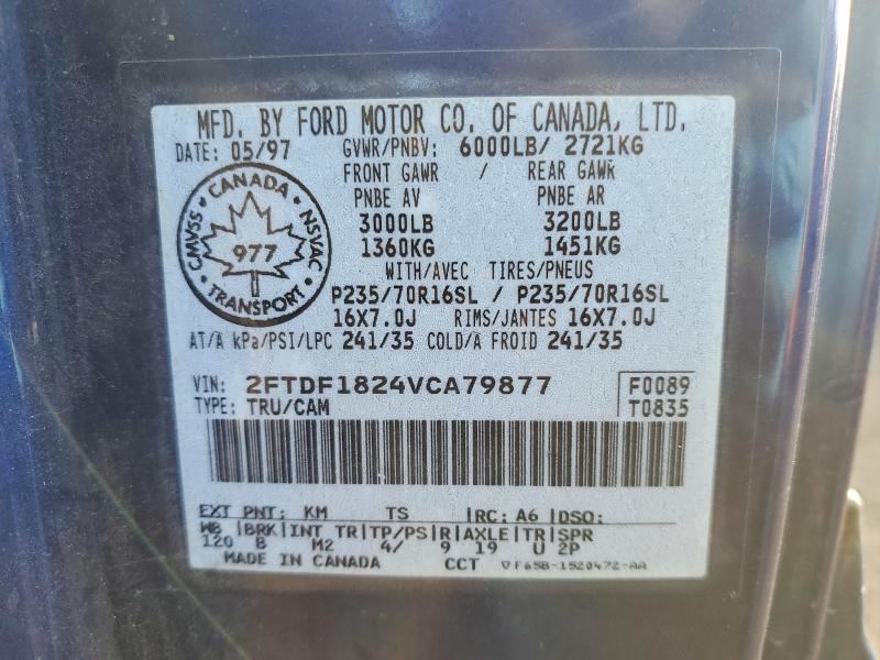 79926485 :رقم المزاد ، 2FTDF1824VCA79877 vin ، 1997 Ford F150 مزاد بيع