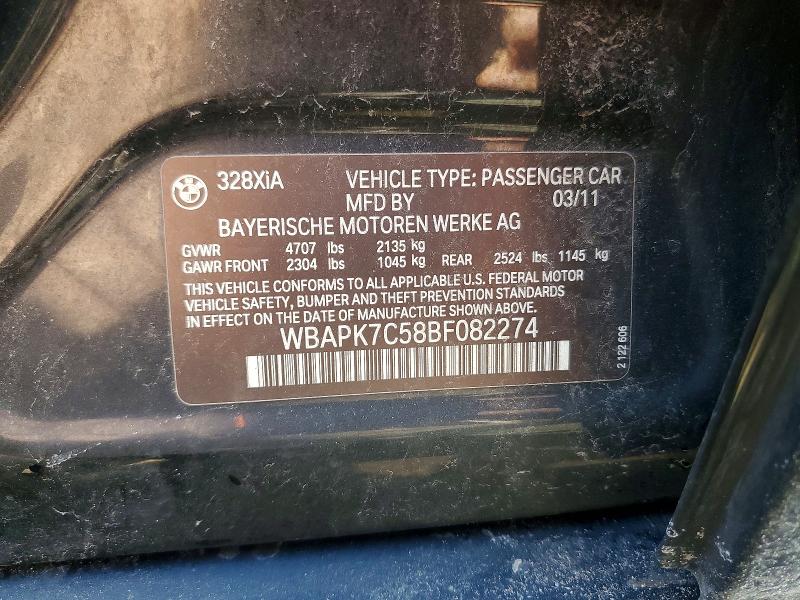 Продажа на аукционе авто 2011 Bmw 328, vin: WBAPK7C58BF082274, номер лота: 45952066