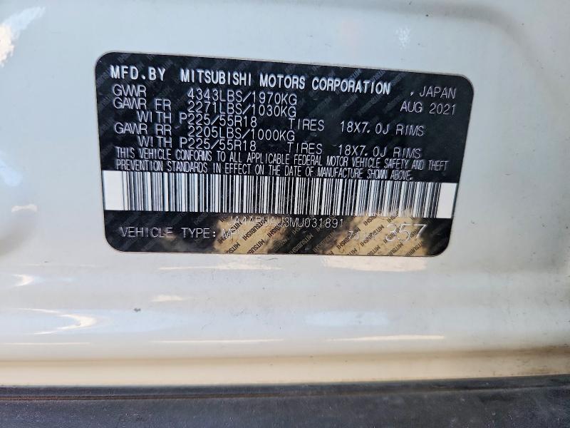 Aukcja sprzedaży 2021 Mitsubishi Outlander Sport, vin: JA4APUAU3MU031891, numer aukcji: 47038986