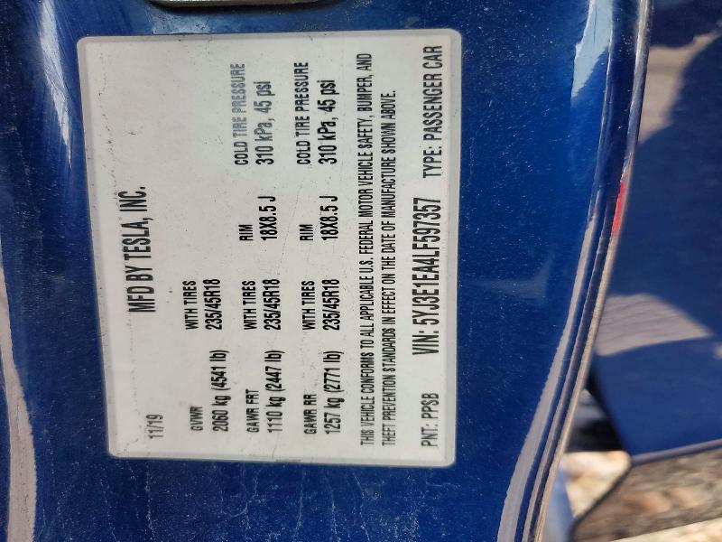 Продажа на аукционе авто 2020 Tesla Model 3, vin: 5YJ3E1EA4LF597357, номер лота: 79516935