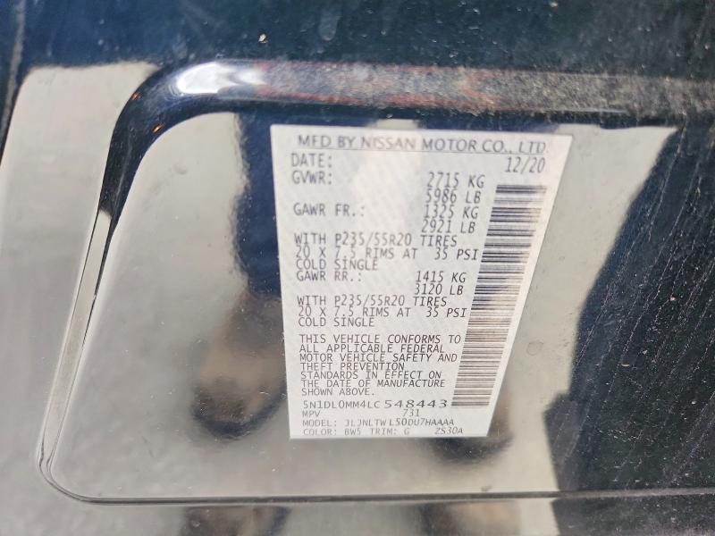 Aukcja sprzedaży 2020 Infiniti Qx60, vin: 5N1DL0MM4LC548443, numer aukcji: 79995235