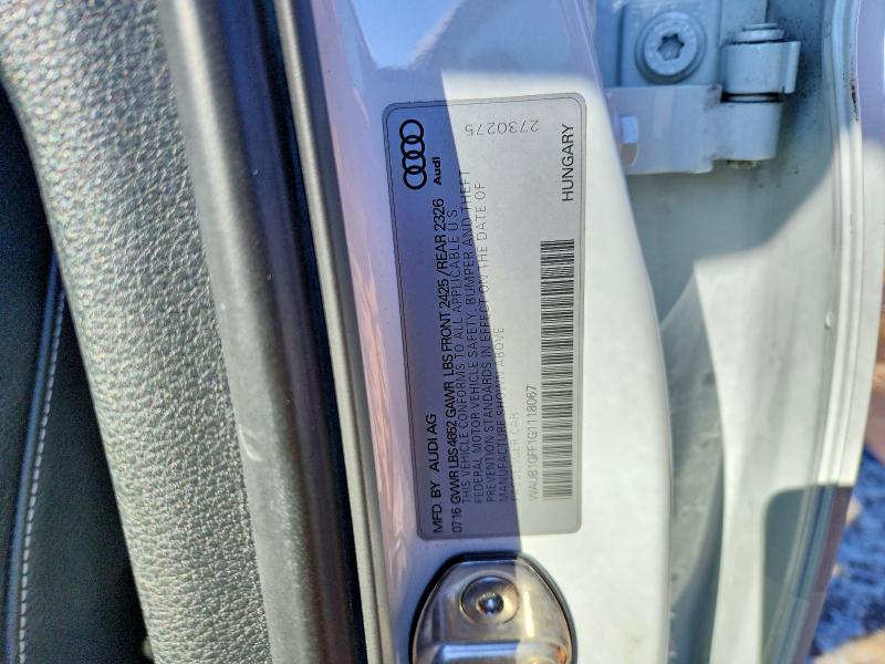 45972676 :رقم المزاد ، WAUB1GFF1G1118067 vin ، 2016 Audi S3 مزاد بيع