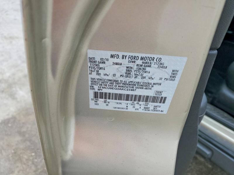 Продажа на аукционе авто 2010 Ford Escape, vin: 1FMCU9EG3AKC23467, номер лота: 47896736