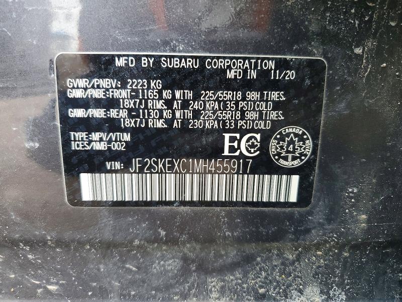 Продаж на аукціоні авто 2021 Subaru Forester, vin: JF2SKEXC1MH455917, номер лоту: 47872736