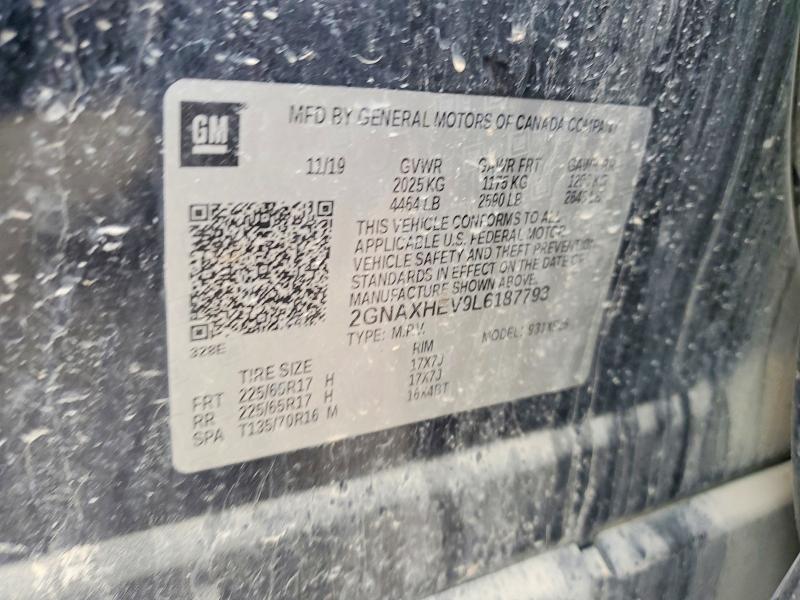 Auction sale of the 2020 Chevrolet Equinox, vin: 2GNAXHEV9L6187793, lot number: 47601436