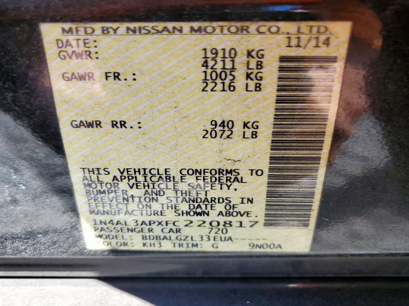 Aukcja sprzedaży 2015 Nissan Altima, vin: 1N4AL3APXFC220817, numer aukcji: 46754526