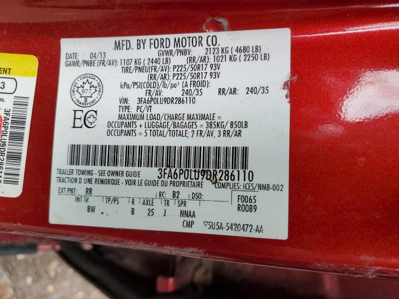 Aukcja sprzedaży 2013 Ford Fusion, vin: 3FA6P0LU9DR286110, numer aukcji: 41914856
