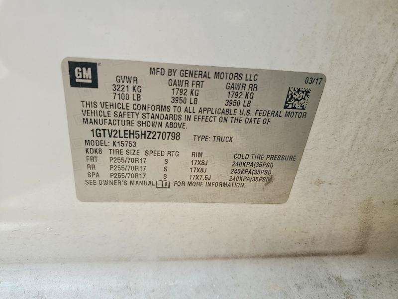 62941316 :رقم المزاد ، 1GTV2LEH5HZ270798 vin ، 2017 Gmc Sierra مزاد بيع
