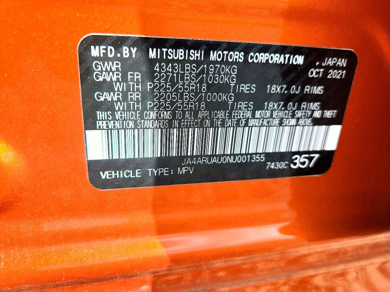 Продаж на аукціоні авто 2022 Mitsubishi Outlander Sport, vin: JA4ARUAU0NU001355, номер лоту: 79929075