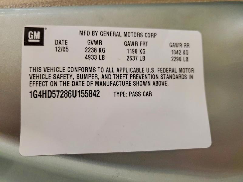 Aukcja sprzedaży 2006 Buick Lucerne, vin: 1G4HD57286U155842, numer aukcji: 79298585