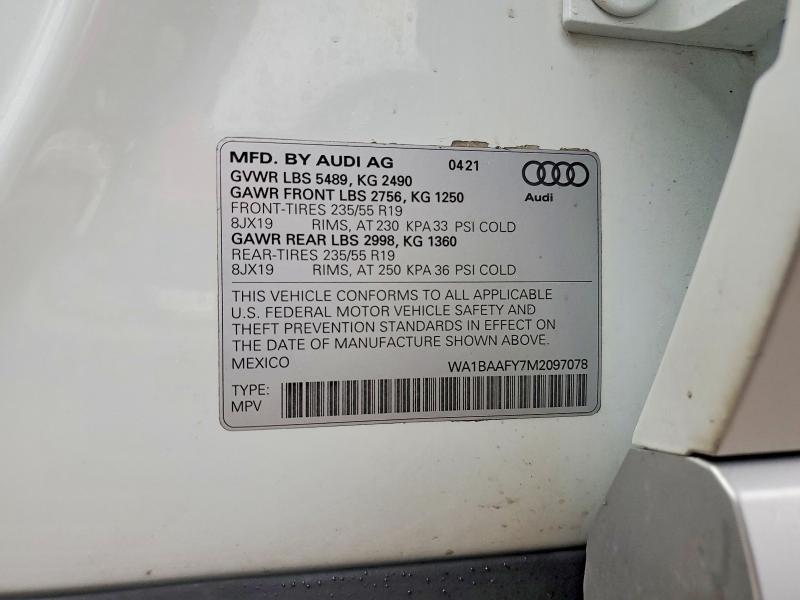 Aukcja sprzedaży 2021 Audi Q5, vin: WA1BAAFY7M2097078, numer aukcji: 41758796